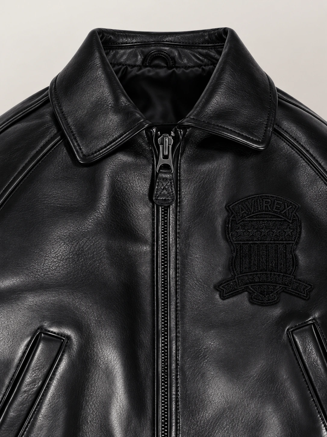 Women’s Avirex Cropped Icon Triple Black Bomber Jacket