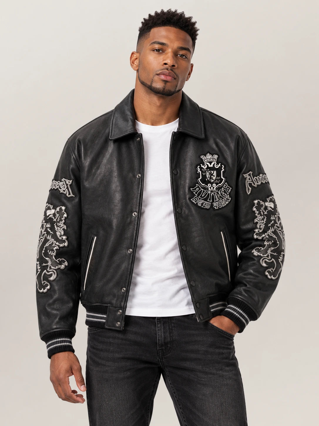 Men's Avirex Black Jacket Goth Jacket