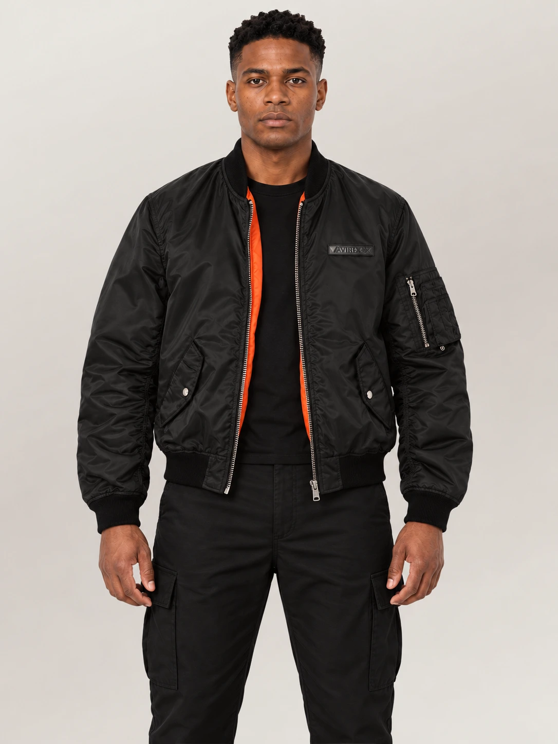 Men's Avirex Ma-1 Nylon Black Bomber Jacket