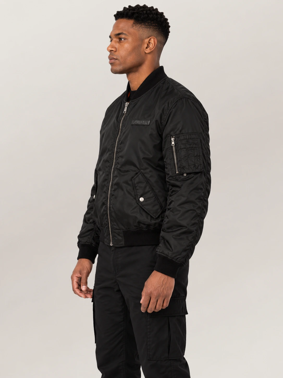Men's Avirex Ma-1 Nylon Black Bomber Jacket