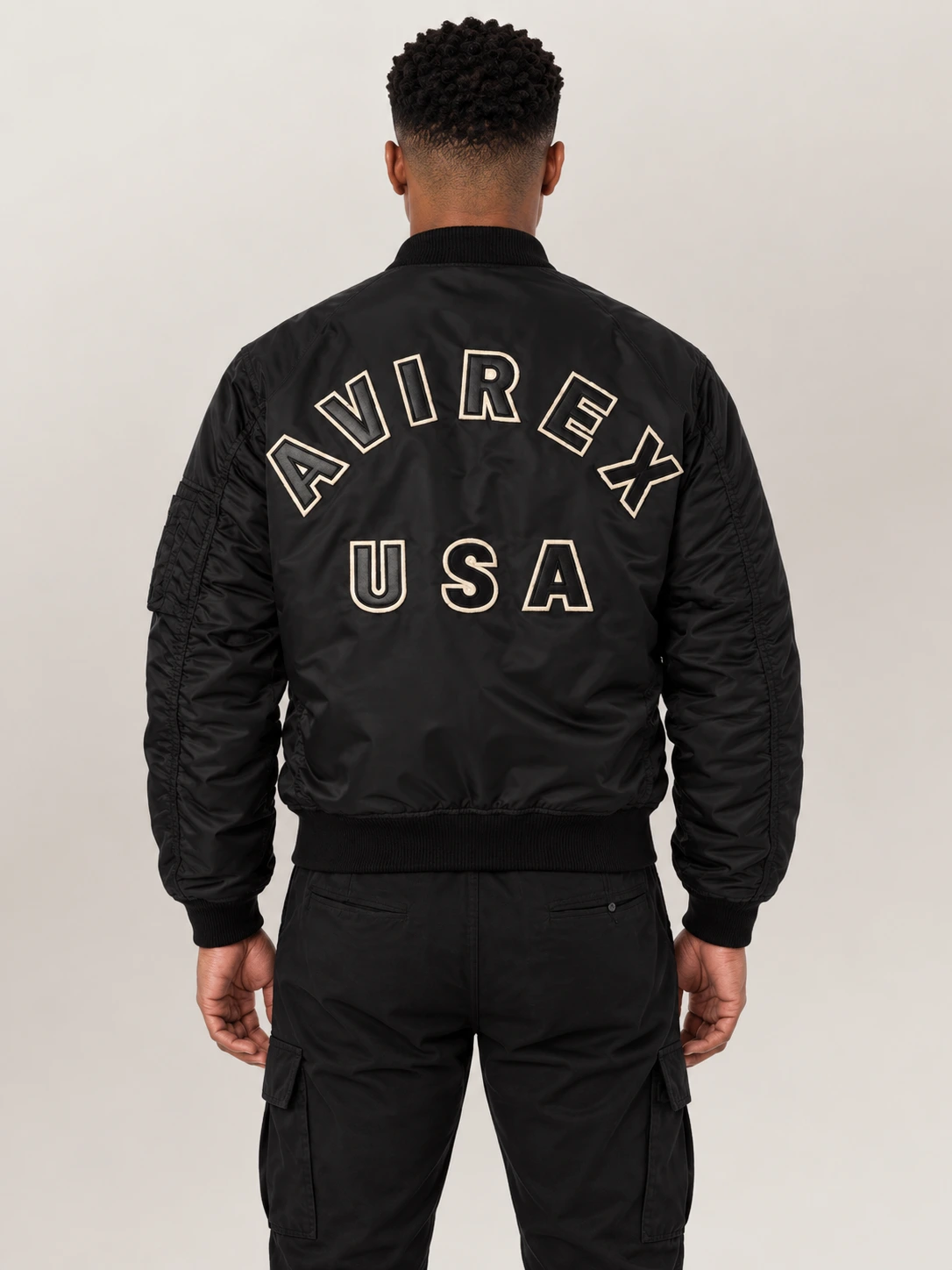 Men's Avirex Ma-1 Nylon Black Bomber Jacket