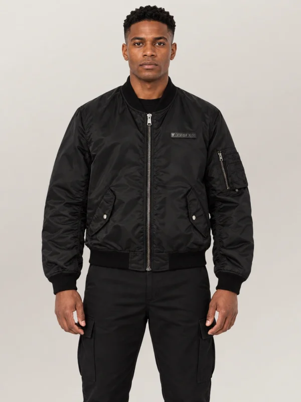 Men's Avirex Ma-1 Nylon Black Bomber Jacket
