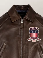 Women’s Avirex Cropped Icon Brown Bomber Jacket