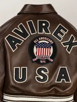 Women’s Avirex Cropped Icon Brown Bomber Jacket