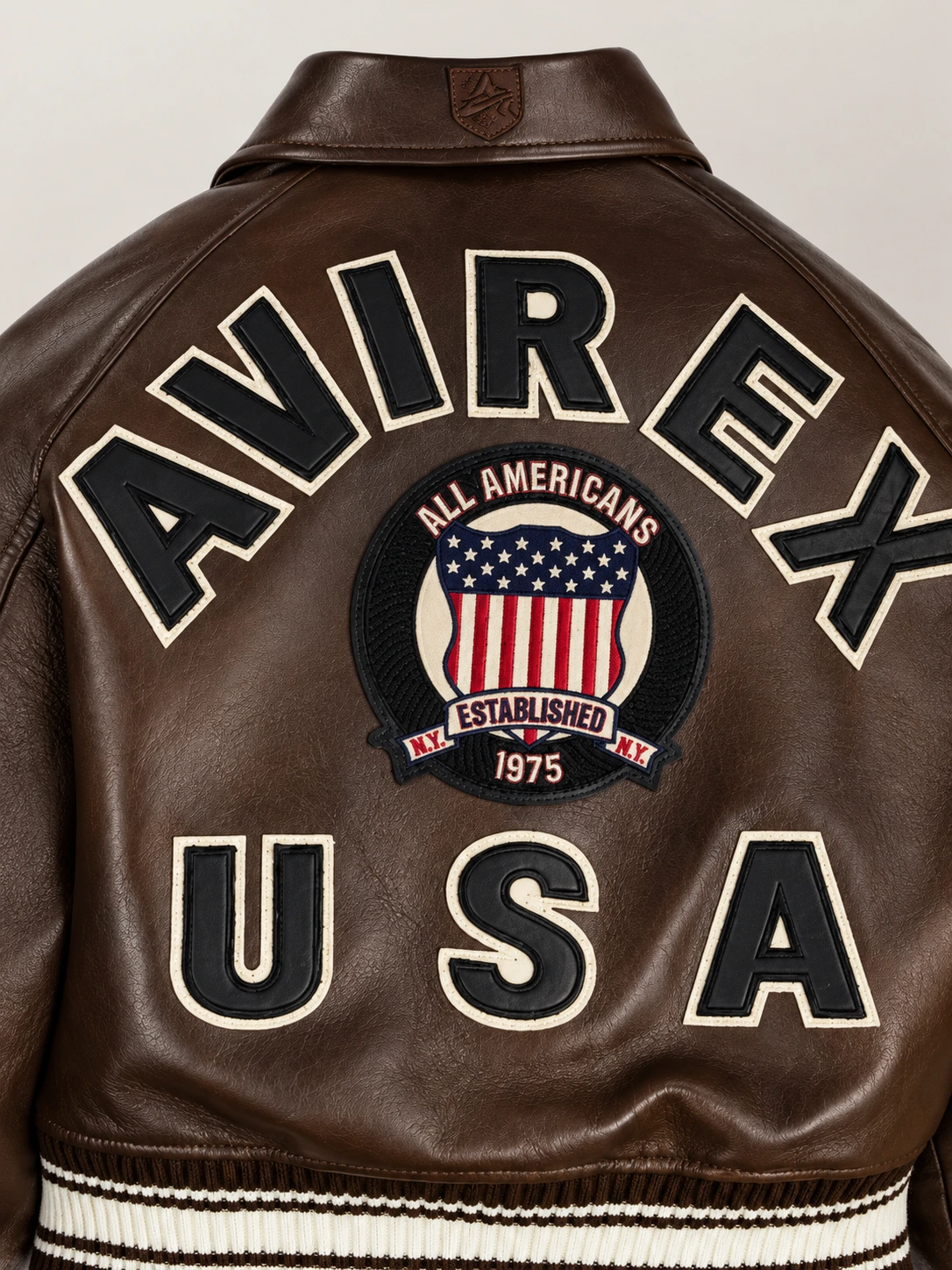 Women’s Avirex Cropped Icon Brown Bomber Jacket