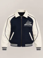 Men's Avirex Classic Wool Navy Blue Leather Varsity Jacket