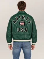 Men’s Avirex Real Leather Jacket Hunter Flight Bomber American Varsity