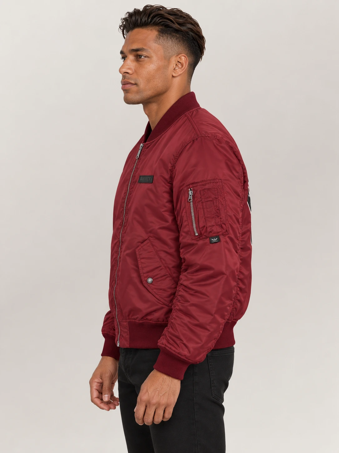 Men's Avirex Ma-1 Nylon Cabernet Bomber Jacket