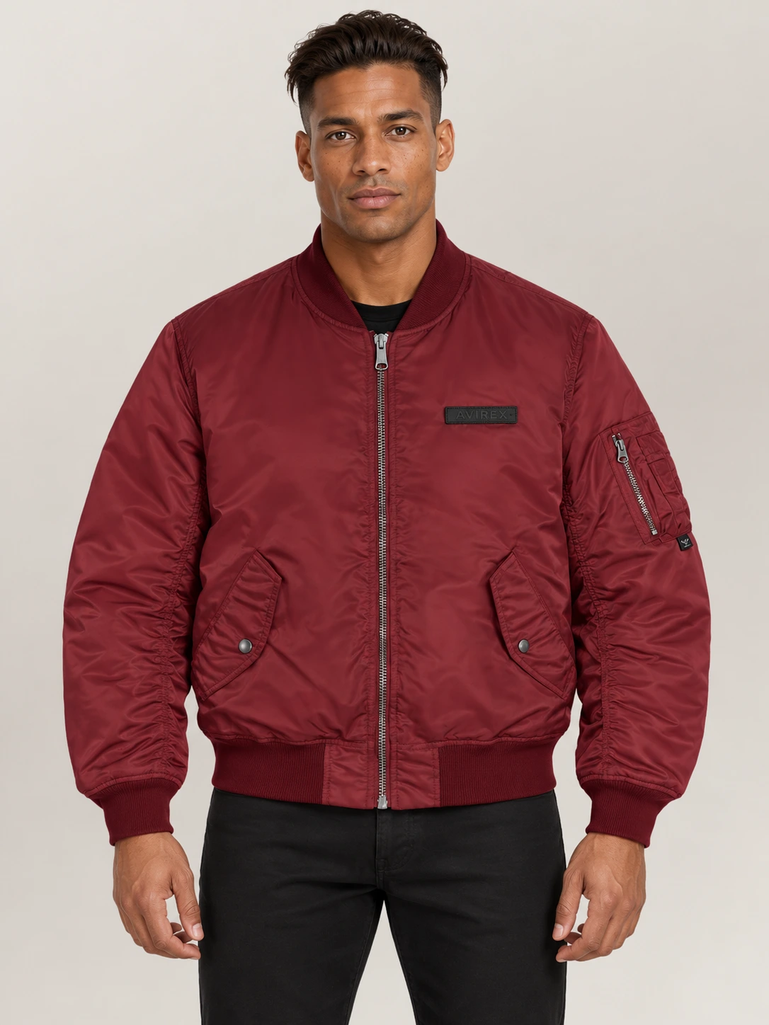 Men's Avirex Ma-1 Nylon Cabernet Bomber Jacket