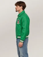 Men’s Avirex Real Leather Jacket Green Flight Bomber American Varsity