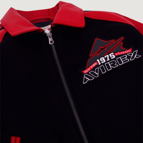 Men's Avirex Classic Wool Black Leather Varsity Jacket
