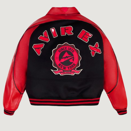 Men’s Avirex Classic Wool Black Leather Varsity Jacket 2