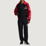 Men's Avirex Classic Wool Black Leather Varsity Jacket