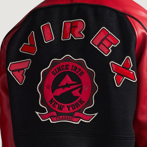Men's Avirex Classic Wool Black Leather Varsity Jacket