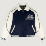 Men's Avirex Classic Wool Navy Blazer Leather Varsity Jacket