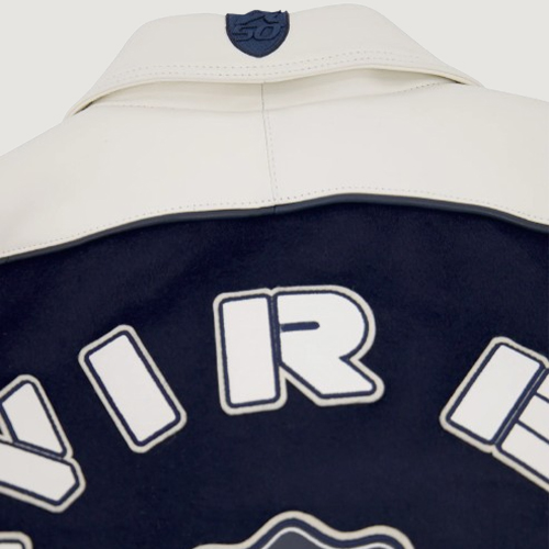Men's Avirex Classic Wool Navy Blazer Leather Varsity Jacket
