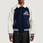 Men's Avirex Classic Wool Navy Blazer Leather Varsity Jacket
