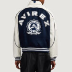 Men's Avirex Classic Wool Navy Blazer Leather Varsity Jacket