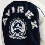 Men's Avirex Classic Wool Navy Blazer Leather Varsity Jacket