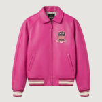 Men’s Avirex Real Leather Jacket Berry Flight Bomber American Varsity