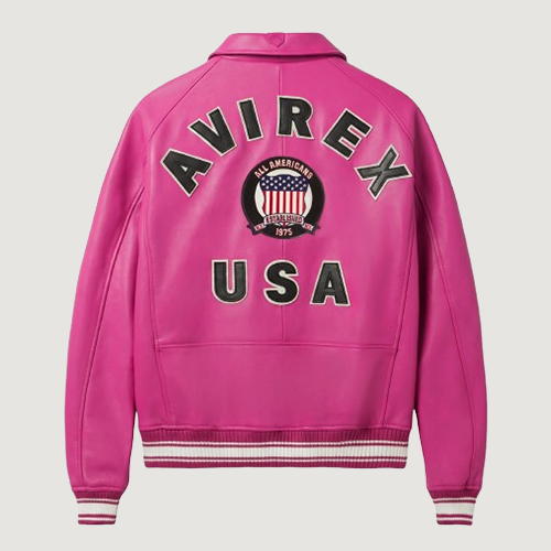 Men’s Avirex Real Leather Jacket Berry Flight Bomber American Varsity 2