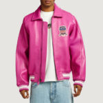 Men’s Avirex Real Leather Jacket Berry Flight Bomber American Varsity