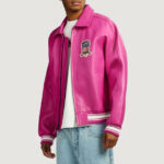 Men’s Avirex Real Leather Jacket Berry Flight Bomber American Varsity