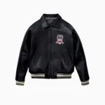 Men's Avirex Real Leather Jacket Black Flight Bomber American Varsity