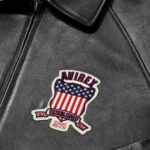 Men's Avirex Real Leather Jacket Black Flight Bomber American Varsity