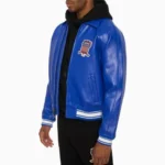 Men’s Avirex Real Leather Jacket Blue Flight Bomber American Varsity