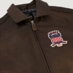 Men’s Avirex Real Leather Jacket Brown Flight Bomber American Varsity