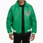 Men’s Avirex Real Leather Jacket Green Flight Bomber American Varsity