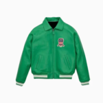 Men’s Avirex Real Leather Jacket Green Flight Bomber American Varsity