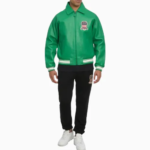 Men’s Avirex Real Leather Jacket Green Flight Bomber American Varsity