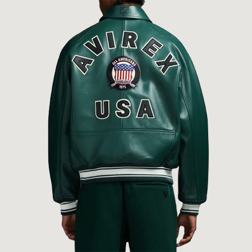 Men’s Avirex Real Leather Jacket Hunter Flight Bomber American Varsity