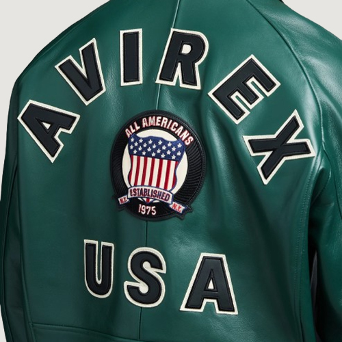 Men’s Avirex Real Leather Jacket Hunter Flight Bomber American Varsity