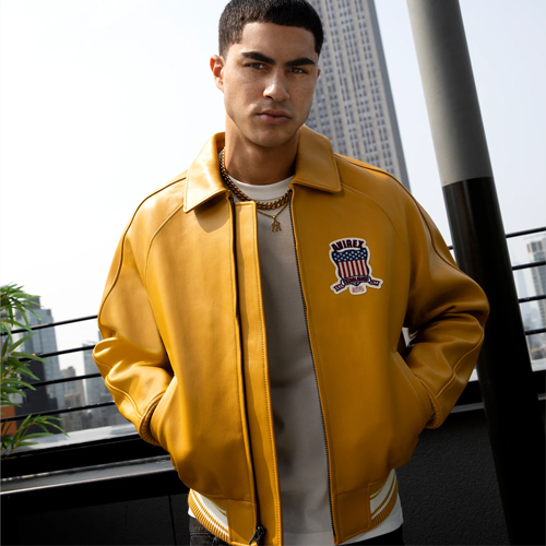 Men’s Avirex Real Leather Jacket Mustard Flight Bomber American Varsity