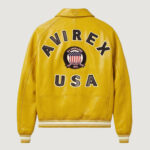 Men’s Avirex Real Leather Jacket Mustard Flight Bomber American Varsity