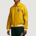 Men’s Avirex Real Leather Jacket Mustard Flight Bomber American Varsity
