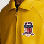 Men’s Avirex Real Leather Jacket Mustard Flight Bomber American Varsity