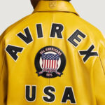 Men’s Avirex Real Leather Jacket Mustard Flight Bomber American Varsity