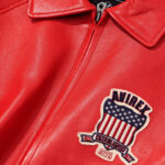 Men’s Avirex Real Leather Jacket Salvage Red Flight Bomber American Varsity