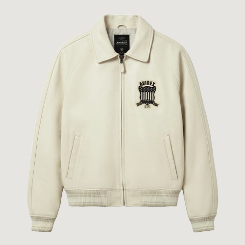 Men’s Avirex Real Leather Jacket Tofu Flight Bomber American Varsity