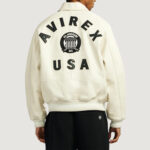 Men’s Avirex Real Leather Jacket Tofu Flight Bomber American Varsity