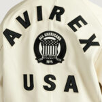 Men’s Avirex Real Leather Jacket Tofu Flight Bomber American Varsity
