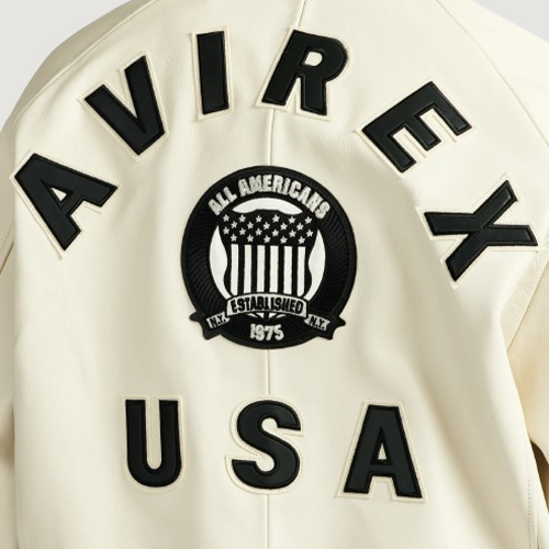 Men’s Avirex Real Leather Jacket Tofu Flight Bomber American Varsity
