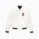 Men’s Avirex Real Leather Jacket White Flight Bomber American Varsity