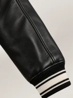 Men's Avirex Real Leather Jacket Black Flight Bomber American Varsity