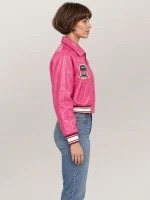 Women’s Avirex Cropped Icon Pink Bomber Jacket