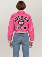Women’s Avirex Cropped Icon Pink Bomber Jacket